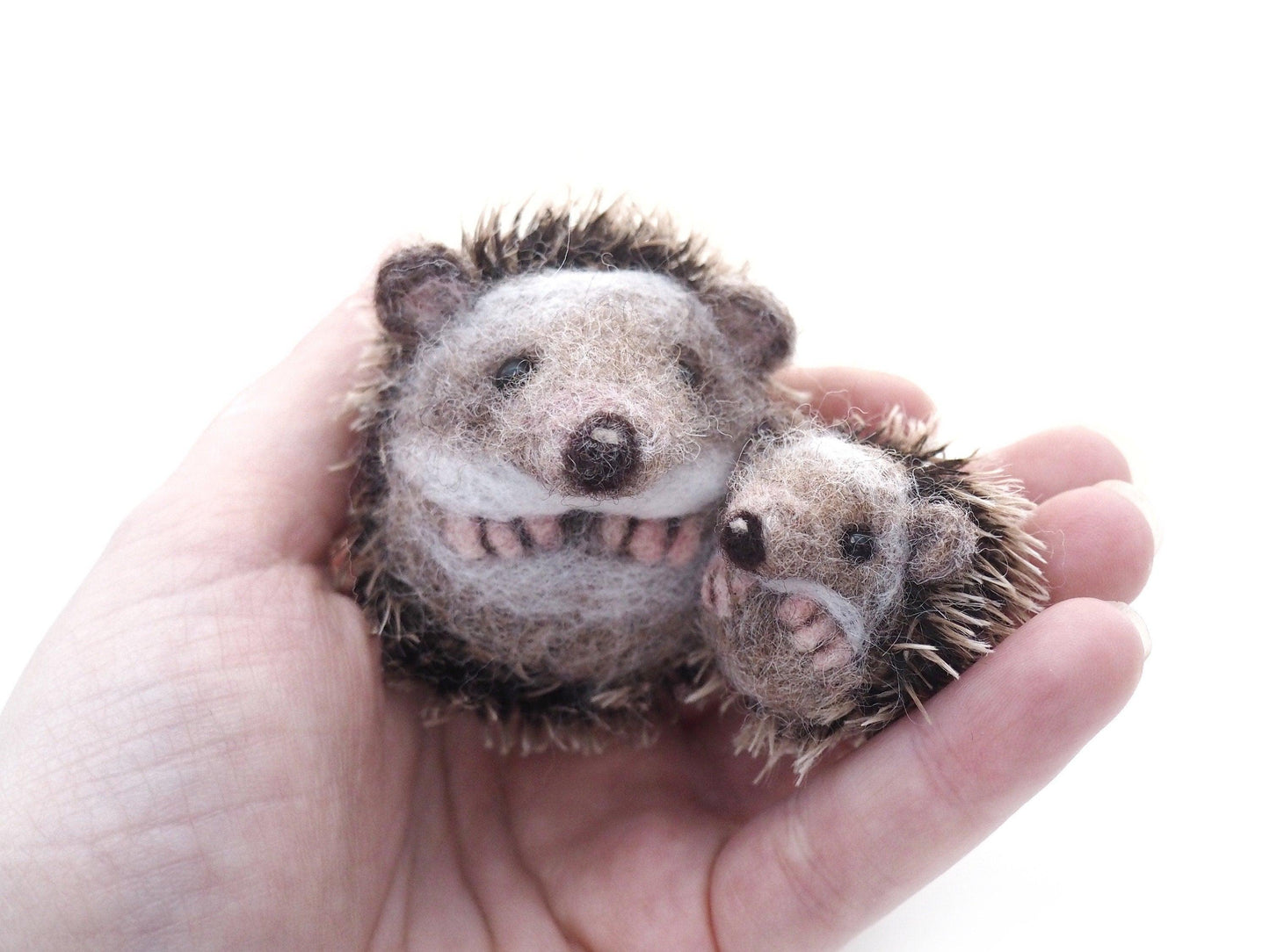 Needle Felted Hedgehog family.