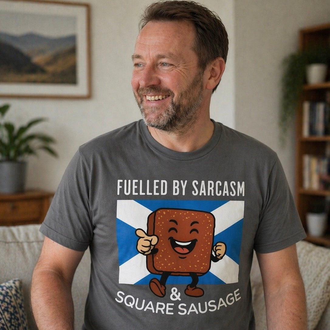 “Square Sausage” Funny Scottish T-Shirt – Premium Soft Feel