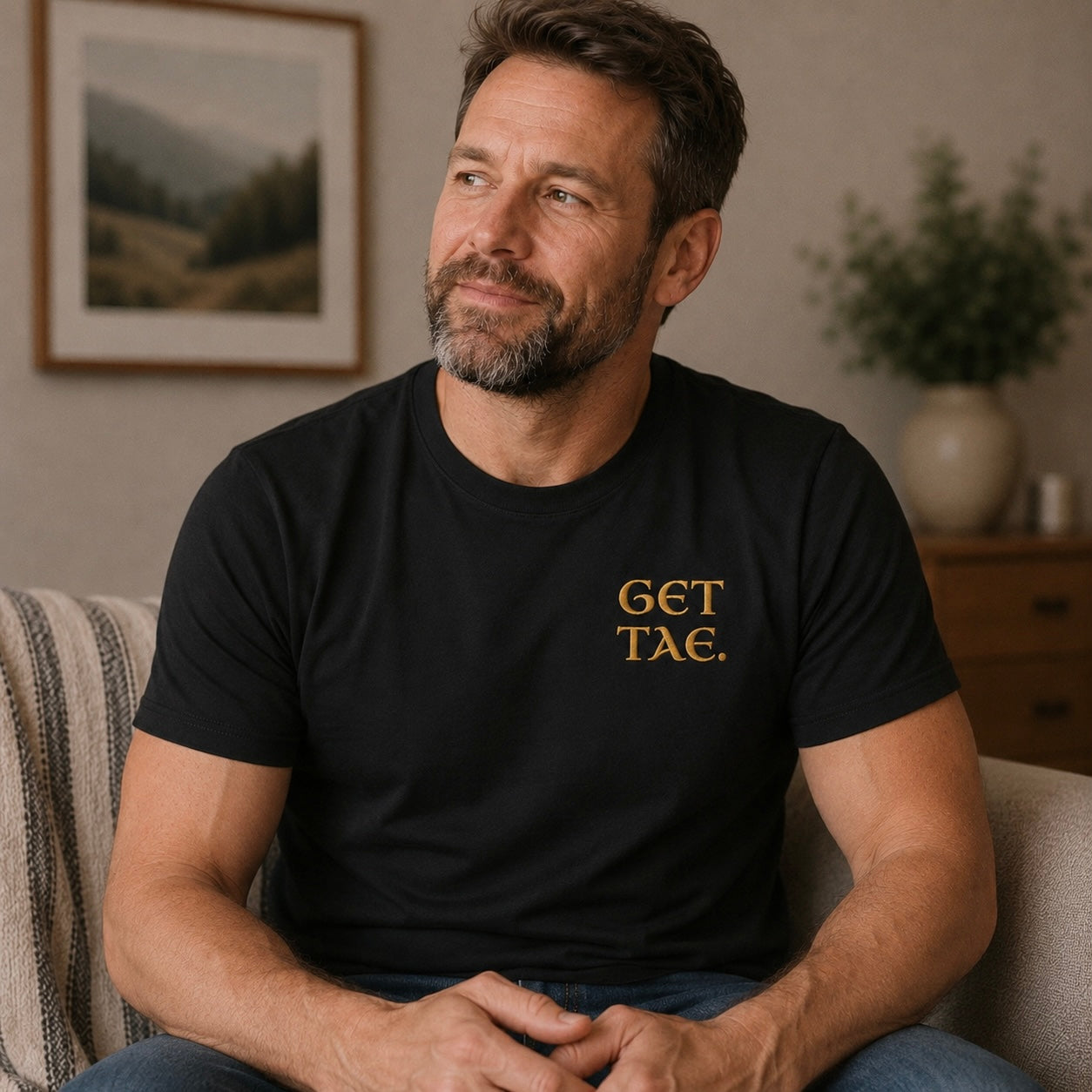 “Get Tae” Funny Embroidered T-Shirt