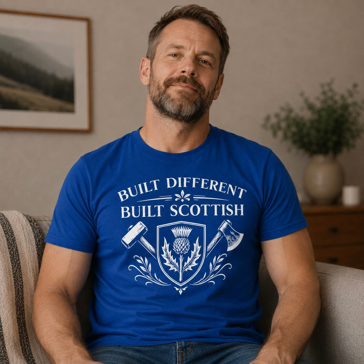 “Built Different, Built Scottish” Funny Scottish T-Shirt – Premium Soft Feel