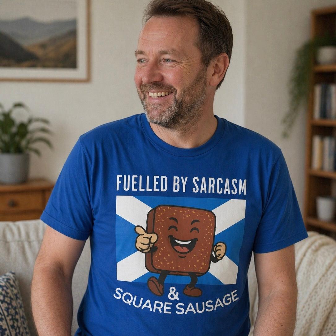 “Square Sausage” Funny Scottish T-Shirt – Premium Soft Feel