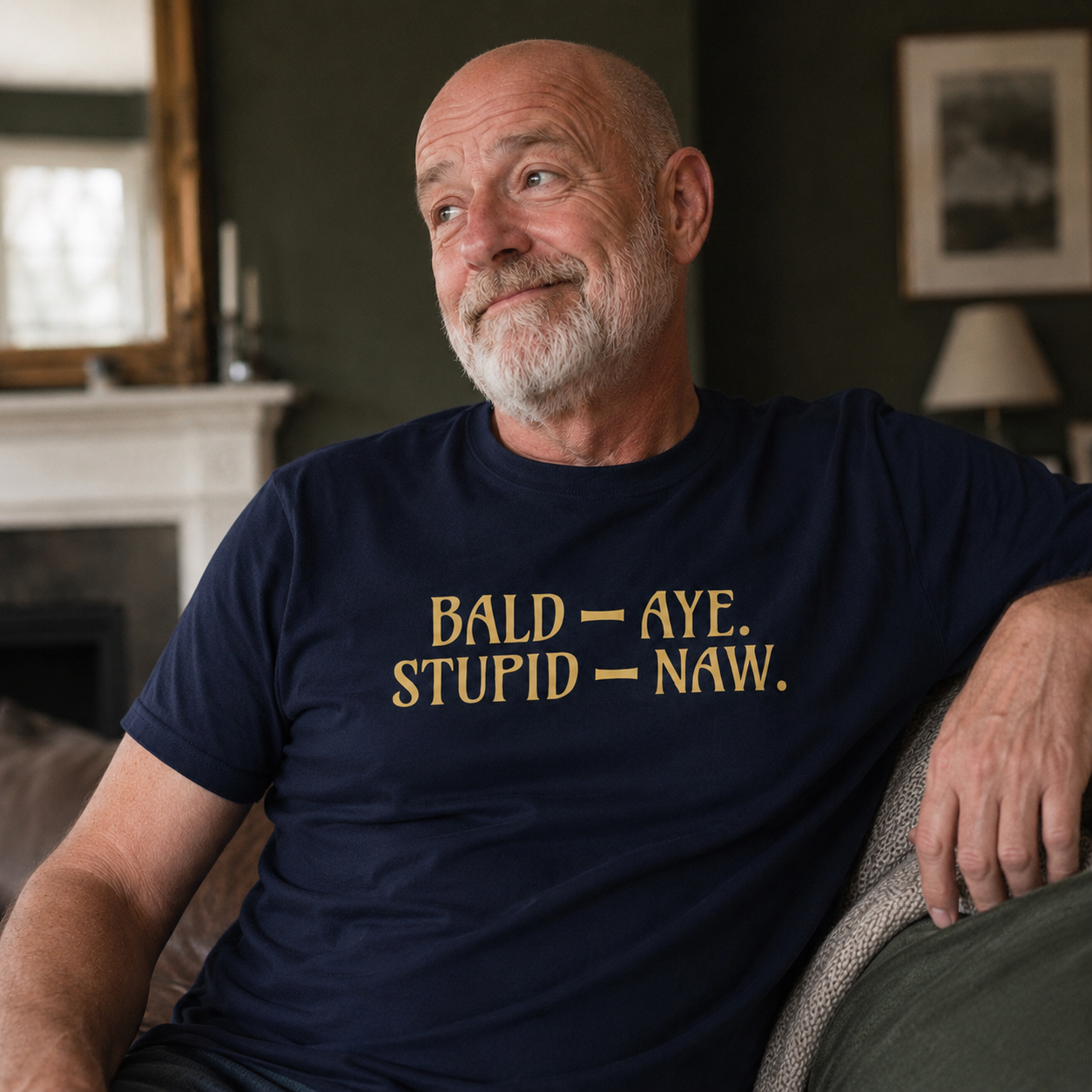 “Bald - Aye. Stupid - Naw.” Standard Fit T-Shirt