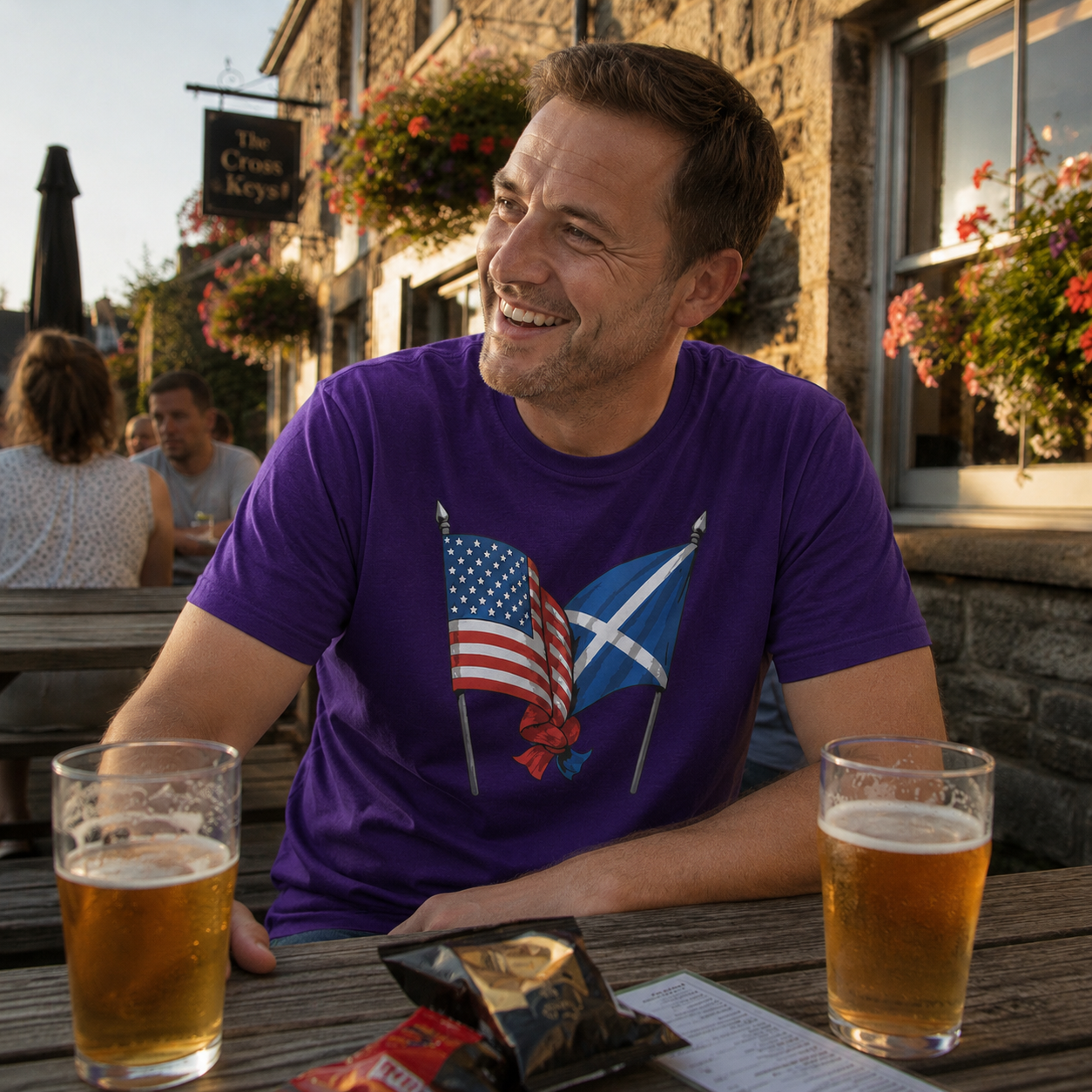 USA and Saltire Flags Standard Fit T-Shirt