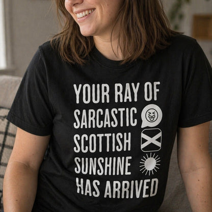 “Sarcastic Scottish Sunshine” Funny Scottish T-Shirt – Premium Soft Feel