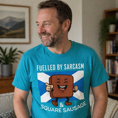 “Square Sausage” Funny Scottish T-Shirt – Premium Soft Feel
