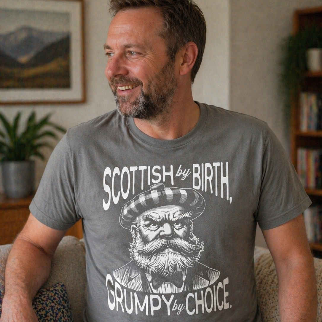 “Grumpy By Choice” Funny Scottish T-Shirt – Standard Fit