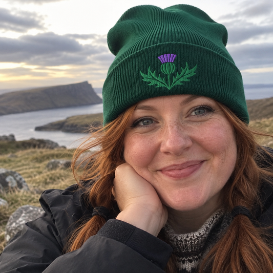 Thistle Design Embroidered Beanie