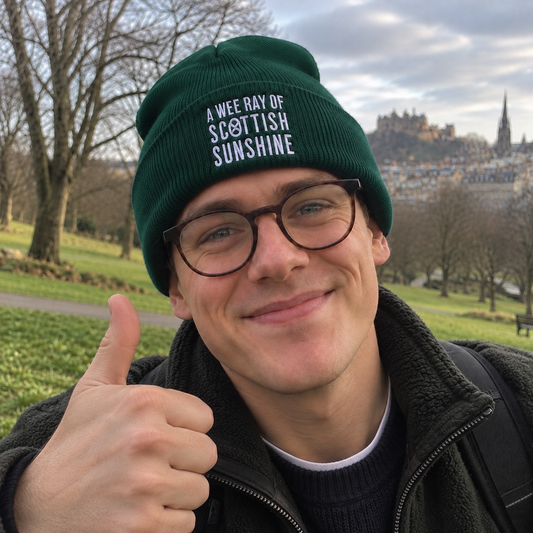 A Wee Ray Of Scottish Sunshine Embroidered Beanie