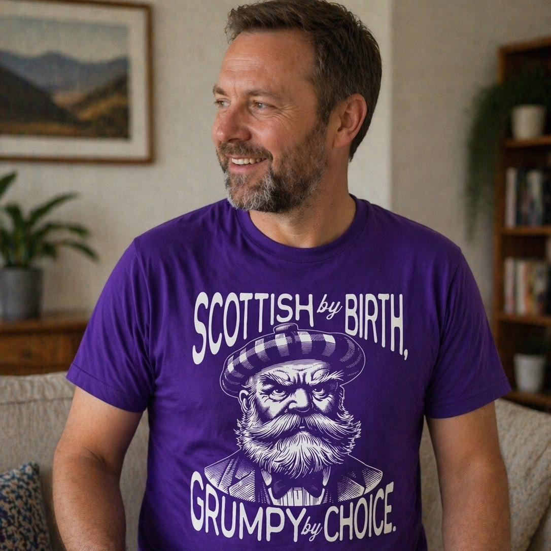 “Grumpy By Choice” Funny Scottish T-Shirt – Standard Fit