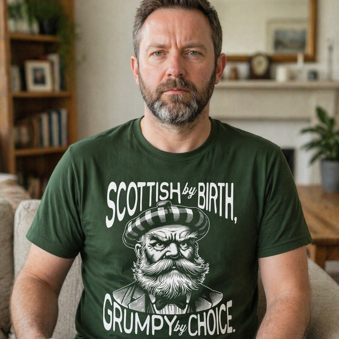 “Grumpy By Choice” Funny Scottish T-Shirt – Premium Soft Feel