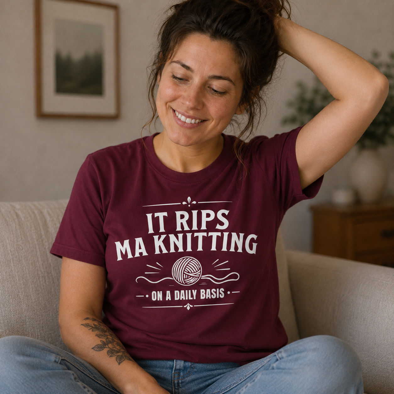 “It Rips Ma Knitting” Funny Scottish T-Shirt – Premium Soft Feel