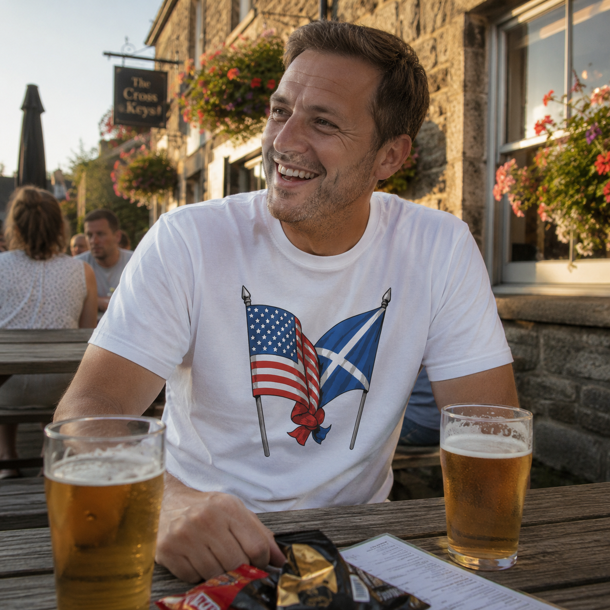 USA and Saltire Flags Standard Fit T-Shirt
