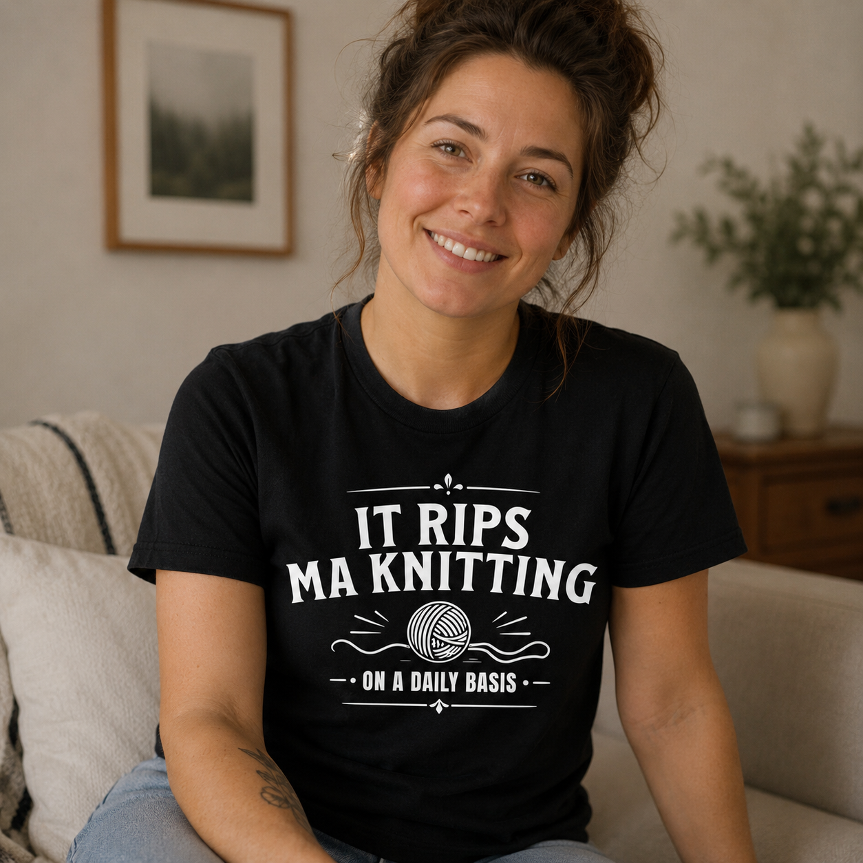 “It Rips Ma Knitting” Funny Scottish T-Shirt – Premium Soft Feel