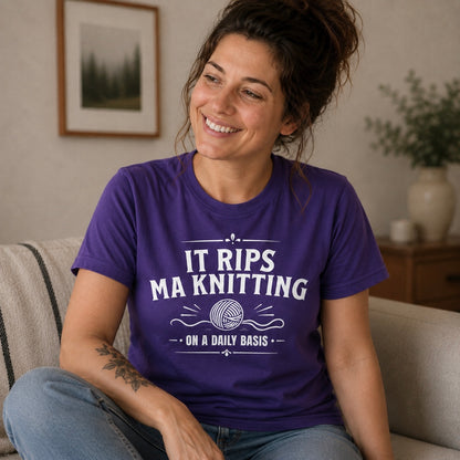 “It Rips Ma Knitting” Funny Scottish T-Shirt – Standard Fit