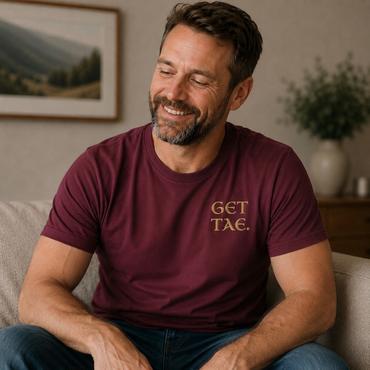 “Get Tae” Funny Embroidered T-Shirt