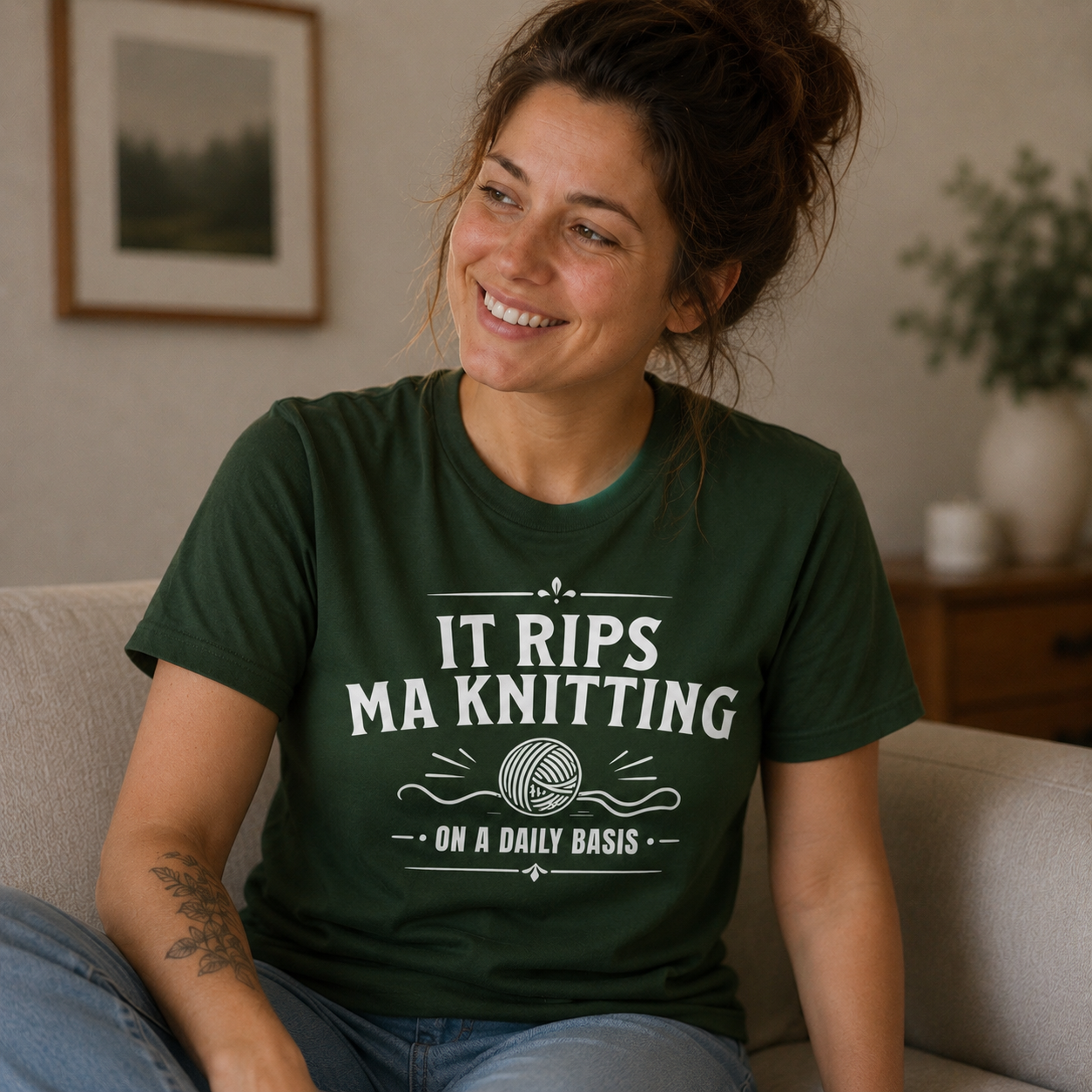 “It Rips Ma Knitting” Funny Scottish T-Shirt – Premium Soft Feel