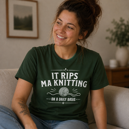 “It Rips Ma Knitting” Funny Scottish T-Shirt – Premium Soft Feel