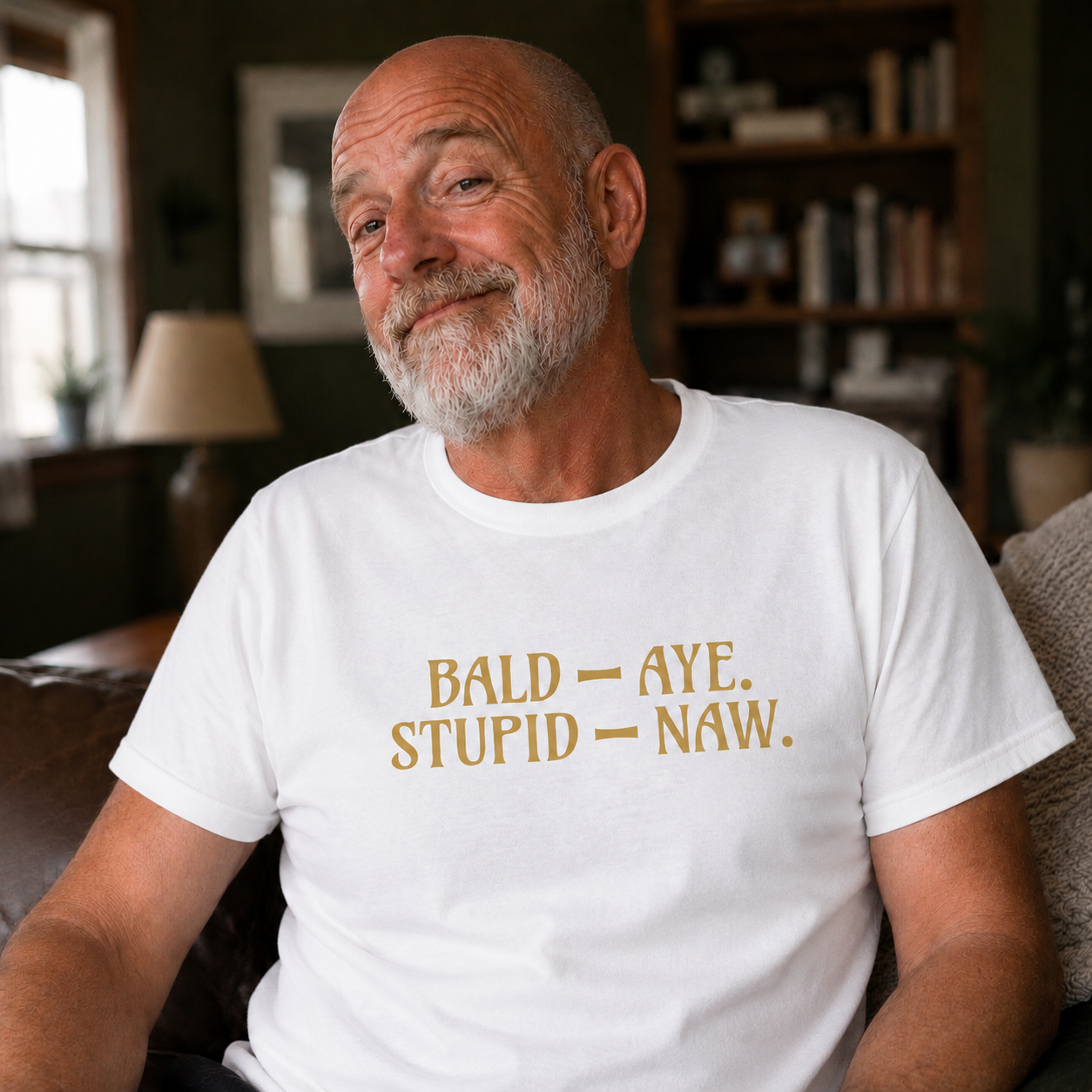 “Bald - Aye. Stupid - Naw.” Standard Fit T-Shirt