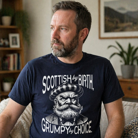 “Grumpy By Choice” Funny Scottish T-Shirt – Premium Soft Feel