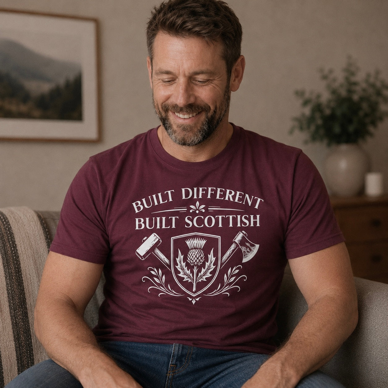 “Built Different, Built Scottish” Funny Scottish T-Shirt – Premium Soft Feel