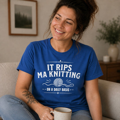 “It Rips Ma Knitting” Funny Scottish T-Shirt – Premium Soft Feel