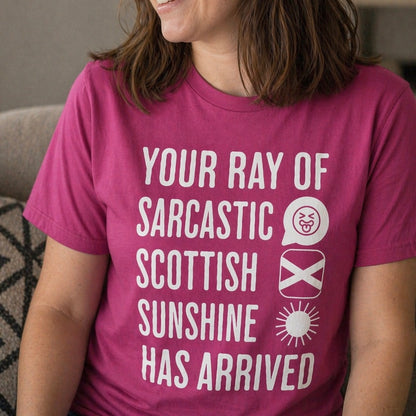 “Sarcastic Scottish Sunshine” Funny Scottish T-Shirt – Premium Soft Feel