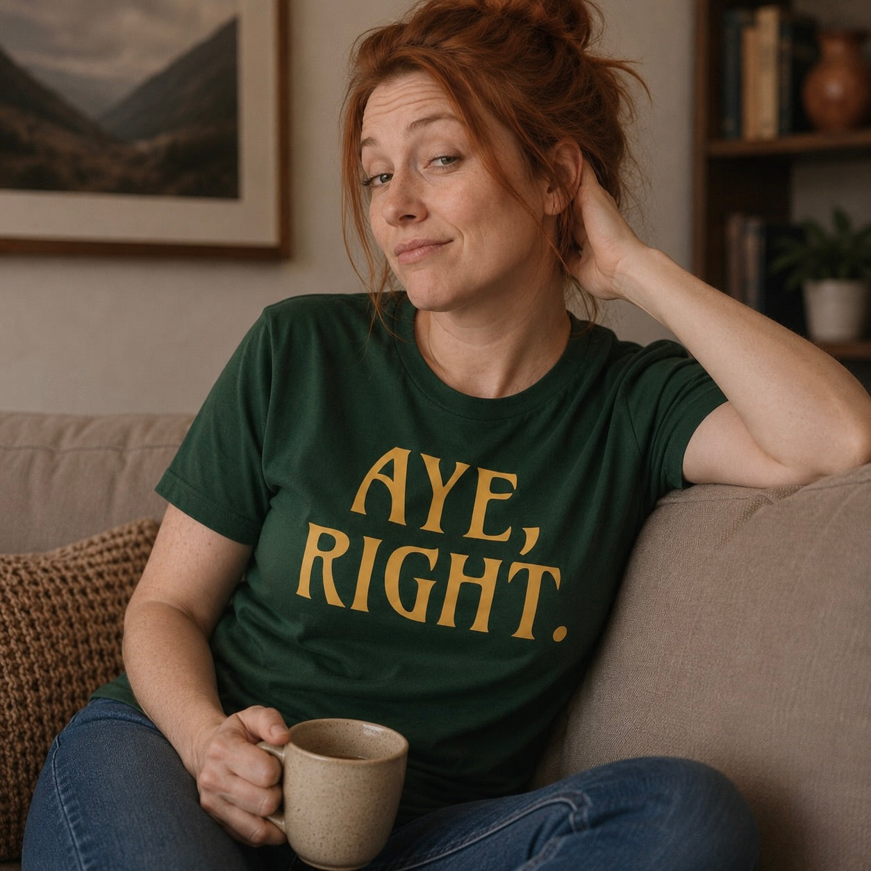 “Aye, Right.” Funny Scottish T-Shirt – Premium Soft Feel