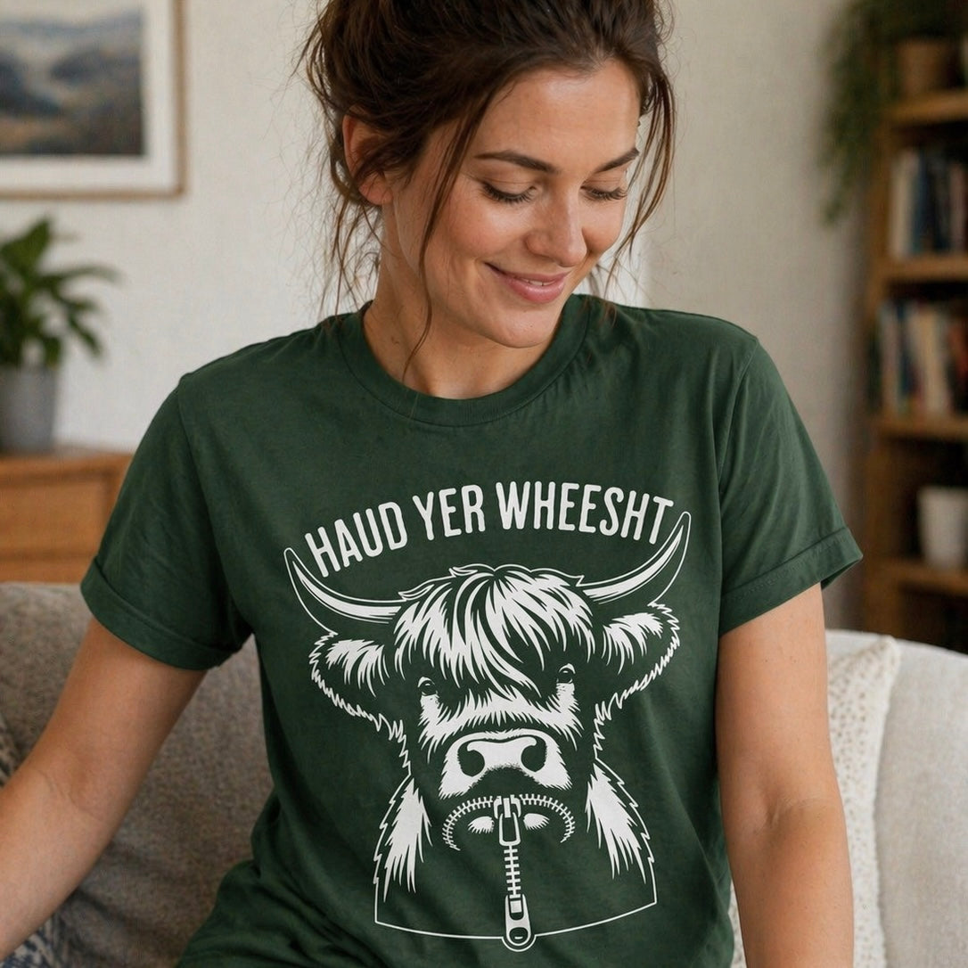 “Haud Yer Wheesht” Funny Scottish T-Shirt – Premium Soft Feel