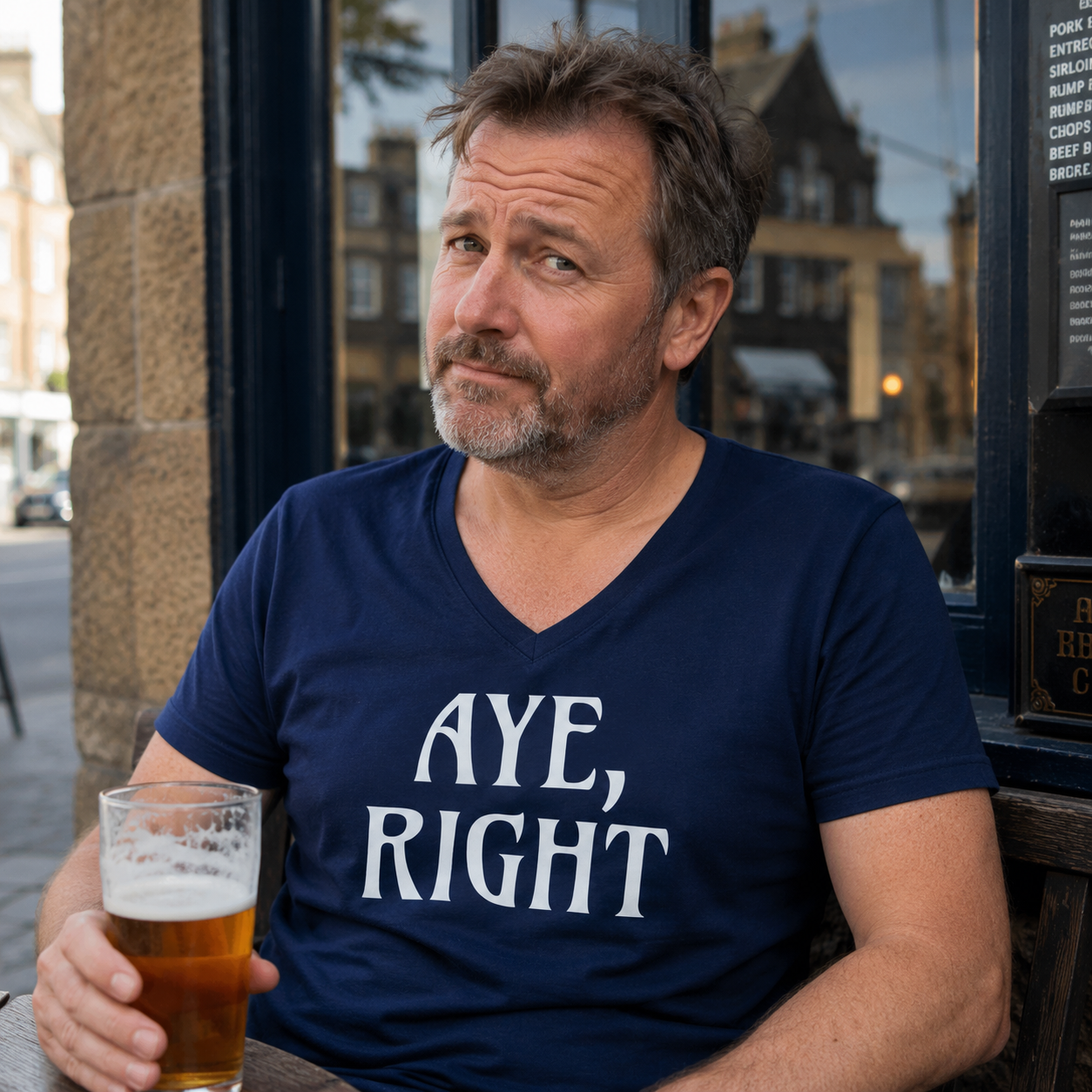 “Aye, Right” Premium Soft V-Neck T-Shirt