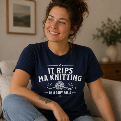 “It Rips Ma Knitting” Funny Scottish T-Shirt – Premium Soft Feel