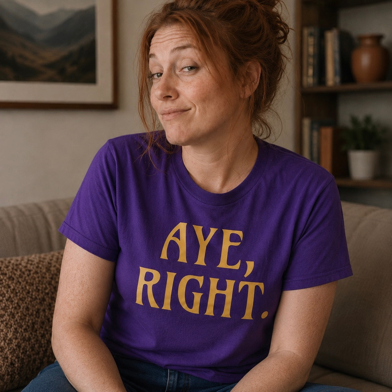 “Aye, Right.” Funny Scottish T-Shirt – Standard Fit