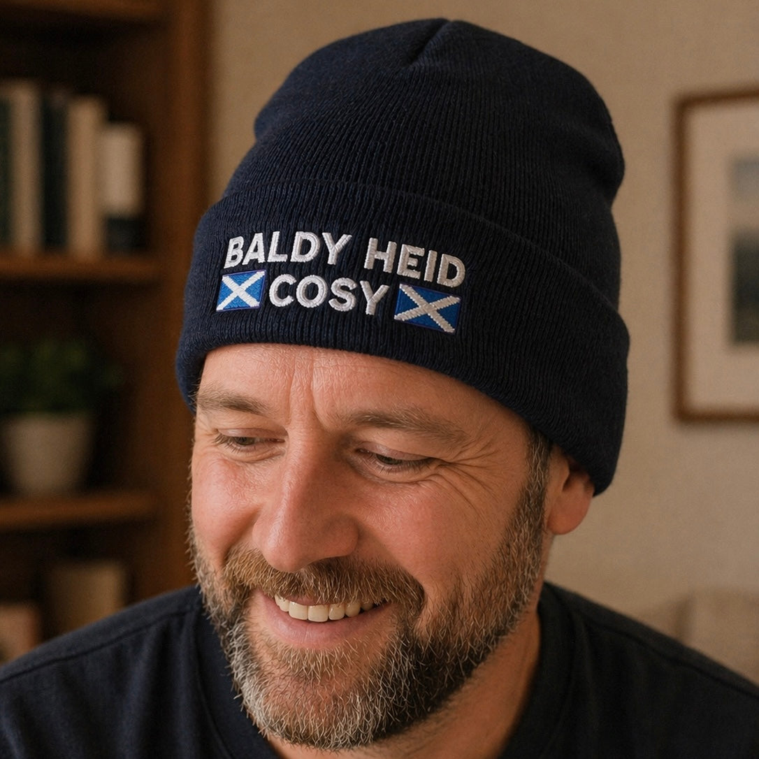 “Baldy Heid Cosy” Embroidered Beanie