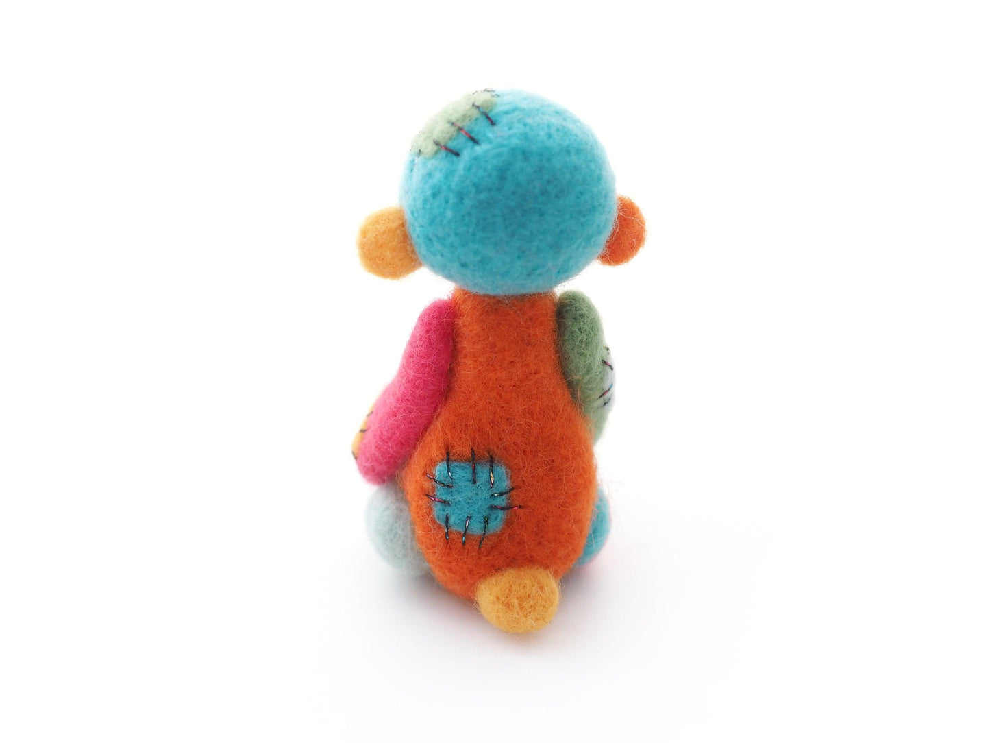 Needle Felted Colourful Artist Bear with Patches
