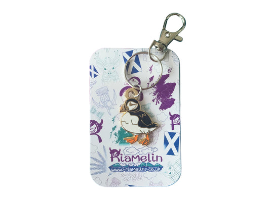 Scottish Puffin Enamel Keyring, Cute Key Chain from Scotland
