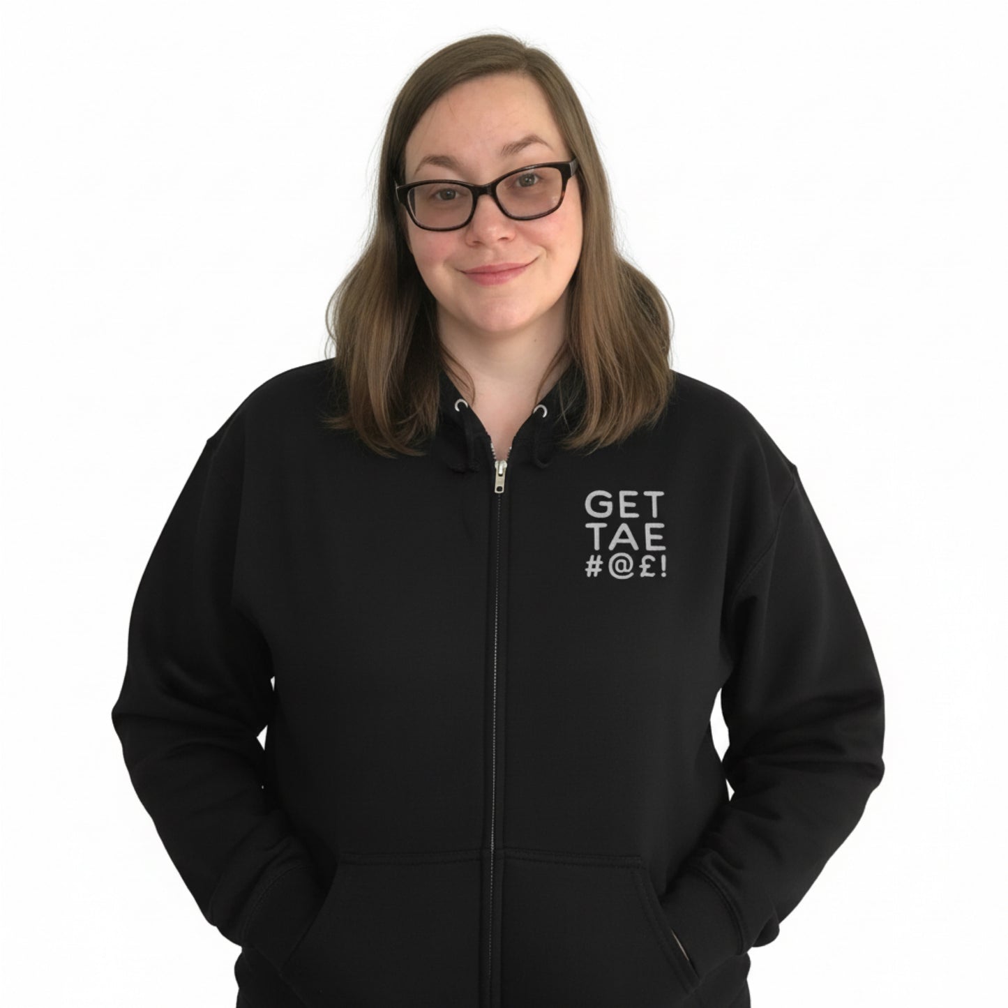 Get Tae #@£! Embroidered Zip Up Hoodie