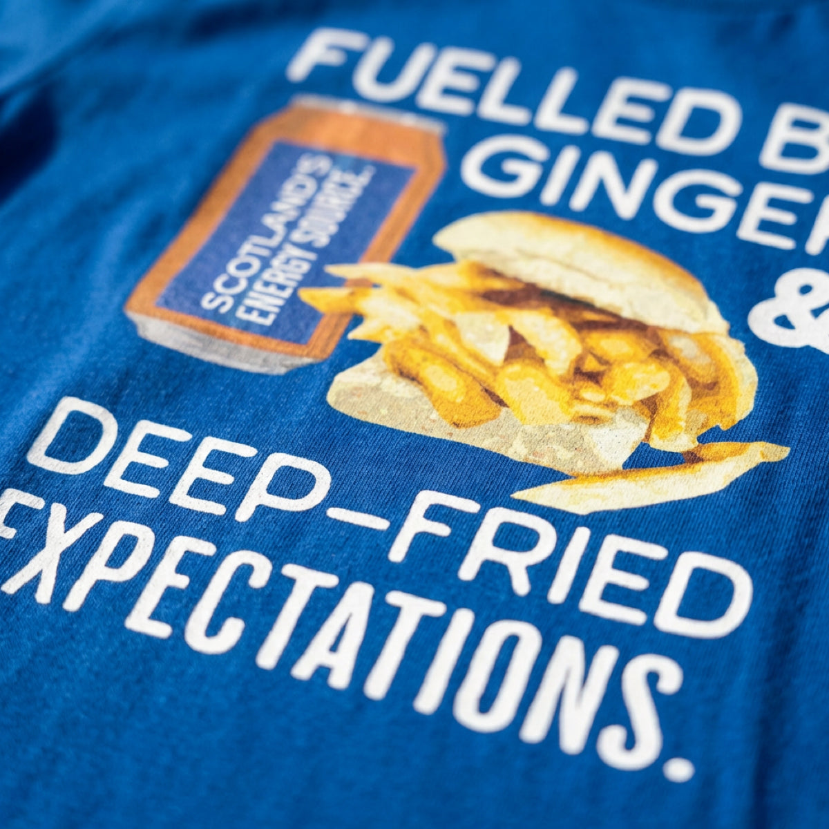 “Fuelled By Ginger & Deep Fried Expectations” Funny Scottish T-Shirt – Premium Soft Feel