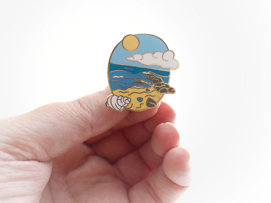 Seaside Beach Enamel Lapel Pin Scottish Summer Badge
