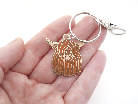 Wee Hairy Coo Enamel Keychain Cute Highland Cow Keyring
