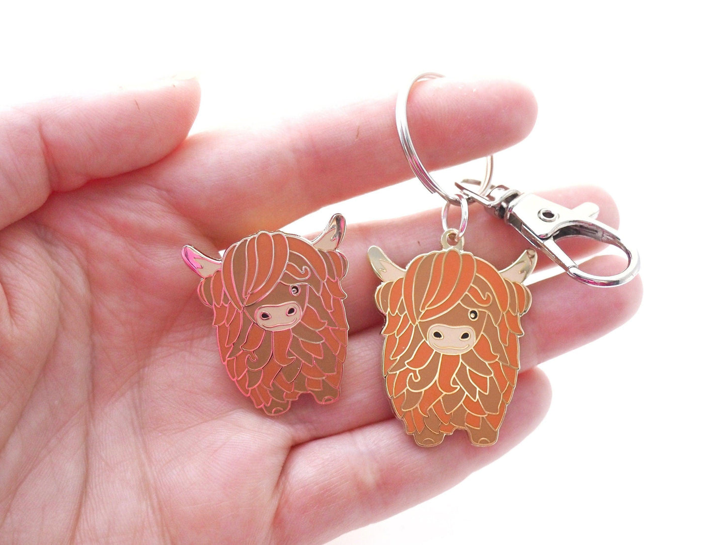 Highland Cow Enamel Pin and/or Keyring